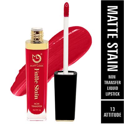 Matt Look Matte Stain Non Transfer Long Lasting Liquid Lipstick for Hydrated - 13N More Mauve 6 gm - Liquid Lipsticks