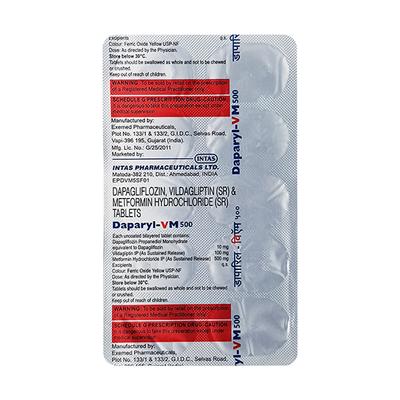 DAPARYL VM 500 Tablet 10's - Diabetes-Ant