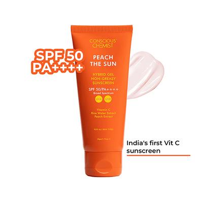 Conscious Chemist Gel Sunscreen SPF 50 PA++++ Vitamin C, Rice Water & Peach Extract 50 g - Face Sunscreen