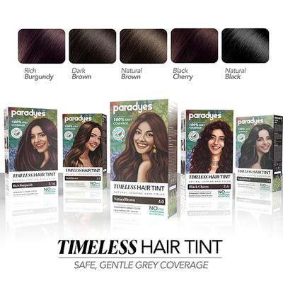 Paradyes Natural Black Timeless Permanent Creme Hair Colour for Grey Coverage, 1.0 Natural Black 160 gm - Crème