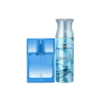 Ajmal Blu Femme EDP Floral Woody Perfume And Avid Homme Deodorant Aquatic Woody Fragrance 250 ml - Perfumes (Edt/Edp)