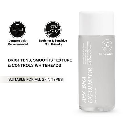 The Formularx 6% AHA BHA Exfoliator with 5% Glycolic and 1% Salicylic Acid for Whiteheads, & Rough Skin Texture 100 ml - Scrubs & Exfoliants