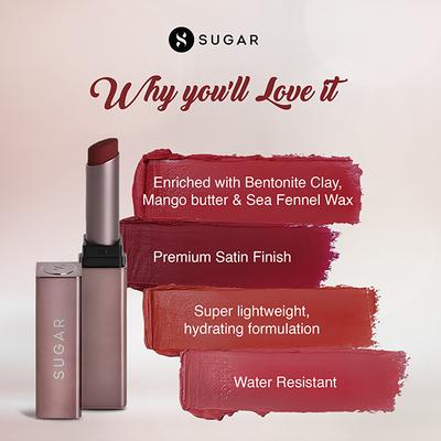 SUGAR Cosmetics Mettle Satin Lipstick - 03 Emma (Reddish Brown) 2.2 gm - Lipsticks