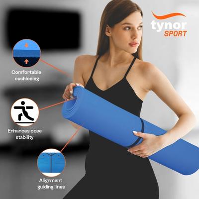 Tynor Yoga Mat TPE - Blue (8 mm) 1's - Gym Accessories