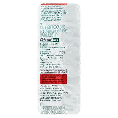 Cifran 500mg Tablet 10'S - Bacterial Infections-Qui