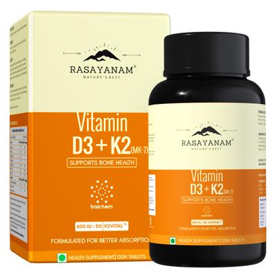 Rasayanam Vitamin D3 K2 (MK-7) Tablets 120's - Multi-Vitamins