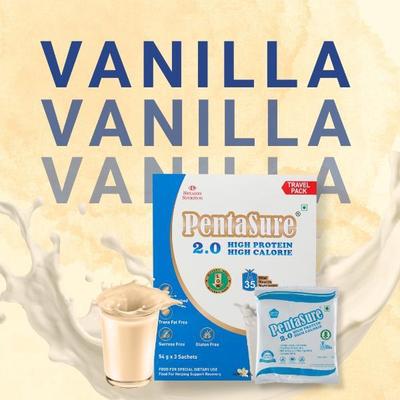 PentaSure 2.0 High Protein High Calorie Powder - Vanilla Flavour (Travel Pack Sachet of 3 x 54 gm) - Protein Drink
