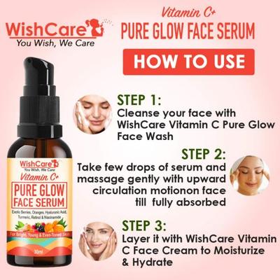 WishCare Vitamin C+ Pure Glow Face Serum - With Hyaluronic Acid Retinol Niacinamide Oranges Berries & Turmeric 30 ml - Face Serum