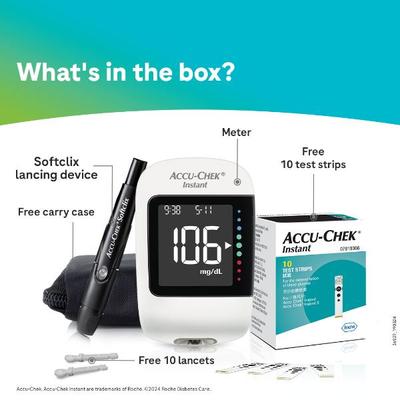 Accu-Chek Instant Glucometer with Free 10 Test Strips - Blood Glucose Monitors/Test Strips