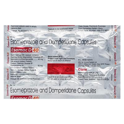 Esomac D 40mg Capsule 10'S - Ulcer/Reflux/Flatulence-Aaa