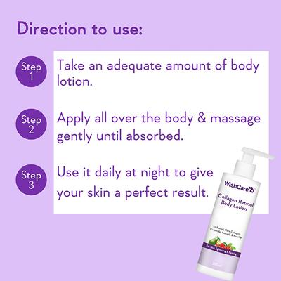 Wishcare Collagen 1% Retinol Anti-Ageing Body Lotion With Niacinamide For Skin Tightening (200ml) - Lotions & Creams