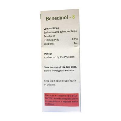 BENEDINOL 8 Tablet 10's - Hypertension-Cal