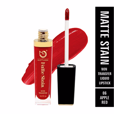 Matt Look Matte Stain Non Transfer Long Lasting Liquid Lipstick for Hydrated -Apple Red 6 gm - Liquid Lipsticks
