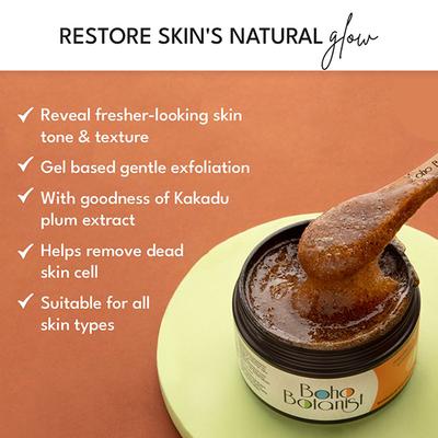 Boho Botanist Exfoliating Body Scrub - Mandarin& Kakadu Plum, Niacinamide, Vit C, Tan Removal 200 gm - Scrubs & Exfoliants