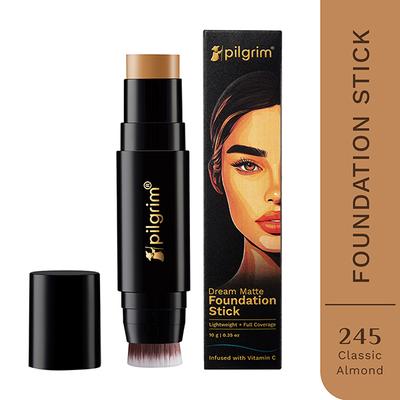 Pilgrim Classic Almond Foundation Stick, Dream Matte, Lightweight, Full Coverage with Vitamin C 10 gm - Foundation