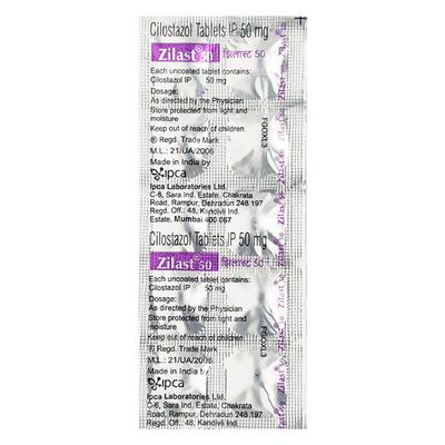 Zilast 50mg Tablet 10'S - Intermittent Claudication-Per