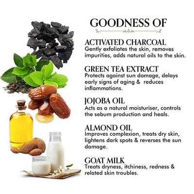 TAC The Ayurveda Co. Activated Charcoal Sugar Soap (Pack of 3 x 100 gm) - Personal Care (Ayush)