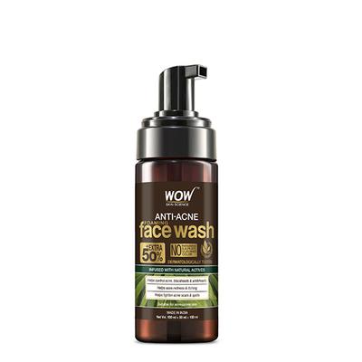 Wow Life Science Anti Acne Foaming Face Wash - with Tea Tree Essential Oil 100 ml - Face Washes