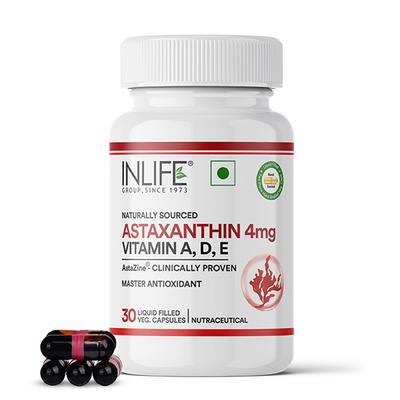 INLIFE Astaxanthin 4mg Supplement AstaZine Vitamin A, D, E Veg Capsules 30's - Multi-Vitamins