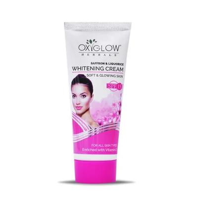 OxyGlow Herbals Whitening Cream Soft & Glowing Skin SPF 15 with Saffron & Liquorice 60gm - Lotions & Creams