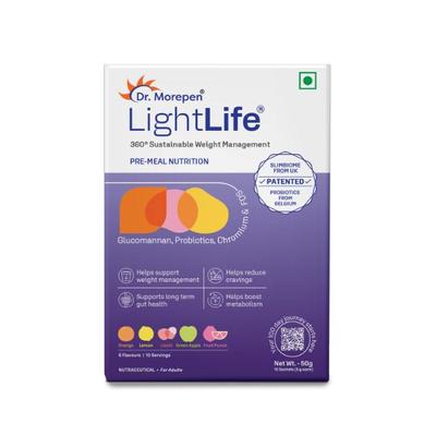 Dr. Morepen LightLife Pre-Meal Nutrition Sachets - Assorted Flavour (Pack Of 10 x 5 g) - Weight Loss