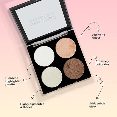 Miss Claire Bronze & Highlighter Makeup Studio Palette - 2 8 gm - Face Palettes
