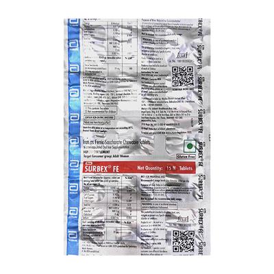 SURBEX FE NEW GLUTEN FREE Chewable Tablet 15's - Supplements-Vam