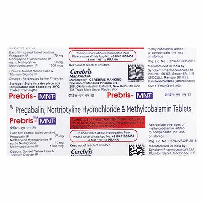 PREBRIS MNT Tablet 10's - Neuropathic Pain-Dru