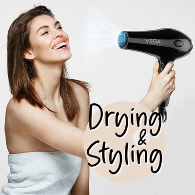 Vega Professional Hair Dryer for Men and Women Pro Touch 1800-2000 Watts with 2 Detachable Nozzles, (VHDP-02) 894 gm - Hair Dryers