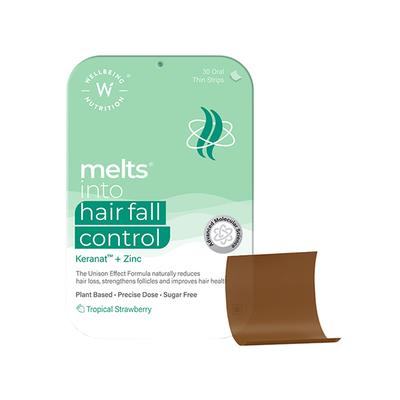 Wellbeing Nutrition Melts Hair Fall Control Keranat and Zinc- Plant-Based Hair Loss Support (30 Strips) - Hair & Skin