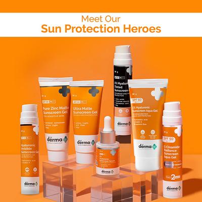 The Derma Co. 1% Hyaluronic Sunscreen SPF 50 Aqua Gel, Pa++++, Lightweight, No White-Cast for Broad Spectrum & Blue Light Protection for Oily, Dry, Acne-Prone Skin 30 gm - Body Sunscreen