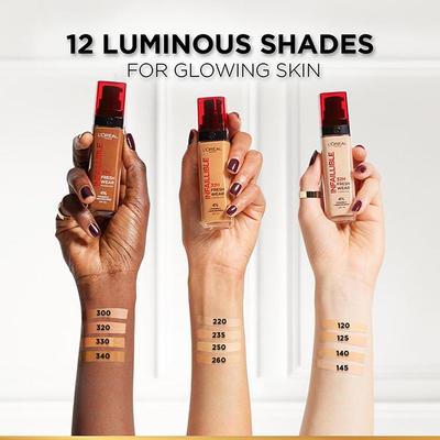 L'Oreal Paris Infallible 32H Fresh Wear Foundation, Luminous Coverage, Shade No 120 30ml - Foundation
