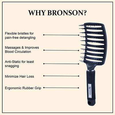 Bronson Professional Paddle Hair Brush Vented for Detangling and Instant Hair Volume (Black) 12's - Hair Brushes