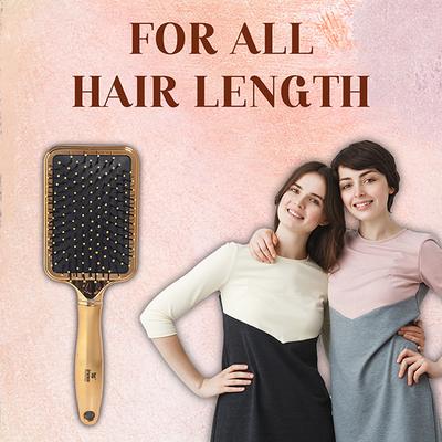 Bronson Professional Golden Paddle Hair Brush with Strong and Flexible Nylon Bristles 1's - Hair Brushes