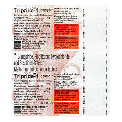 Tripride 1mg Tablet 15'S - Diabetes-Ant