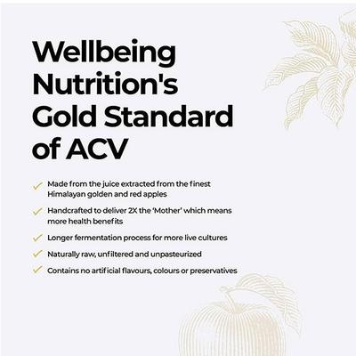Wellbeing Nutrition Organic Himalayan Apple Cider Vinegar (ACV) with Mother of Vinegar, Raw, Unfiltered, Unpasteurized - 500ml - Apple Cider Vinegar - Acv