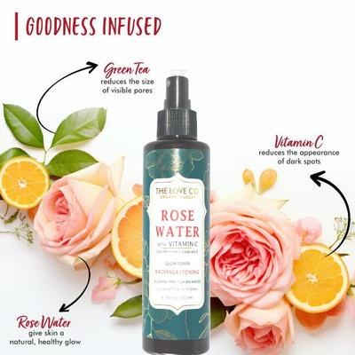 The Love Co. Vitamin C Rose Water Toner - Toner for Open Pores Tightening 200 ml - Toners