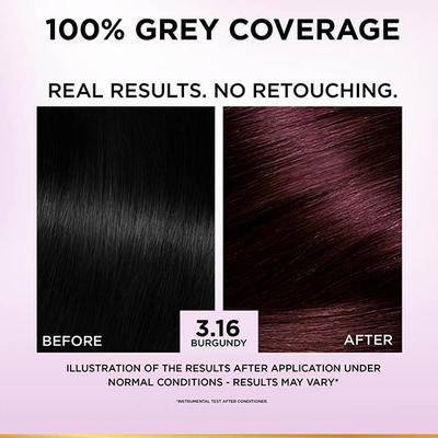 L'Oreal Paris Excellence Creme 3.16 Burgundy with French Rose Oil Triple Care Color (100 gm+72 ml) 1's - Crème