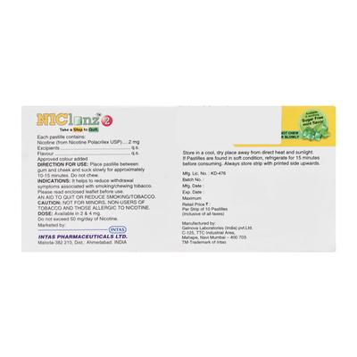 Niclonz 2 Sugar Free Mint Flavor Pastille 10'S - Smoking cessation