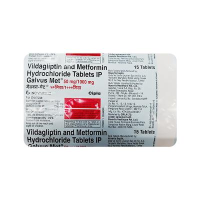 Galvus Met 50/1000mg Tablet 15'S - Diabetes-Ant