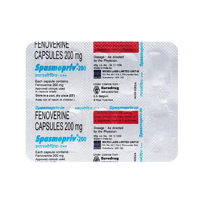 Spasmopriv 200mg Capsule 10'S - Muscle Spasm-Ant