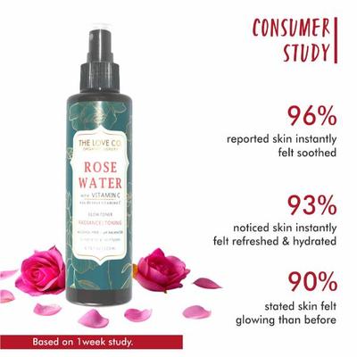 The Love Co. Vitamin C Rose Water Toner - Toner for Open Pores Tightening 200 ml - Toners