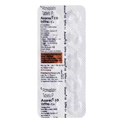 Atorec 10mg Tablet 10'S - High Cholesterol-Dys