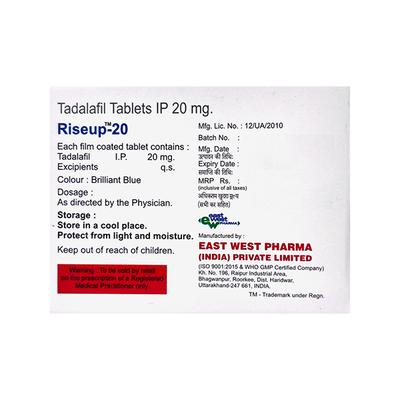 RISEUP 20MG TABLET 4'S - Impotence/Erectile Dysfunction (Ed)