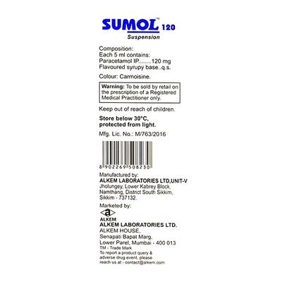 SUMOL STRAWBERRY FLAVOUR 120 Suspension 60ml - Fever-Ana