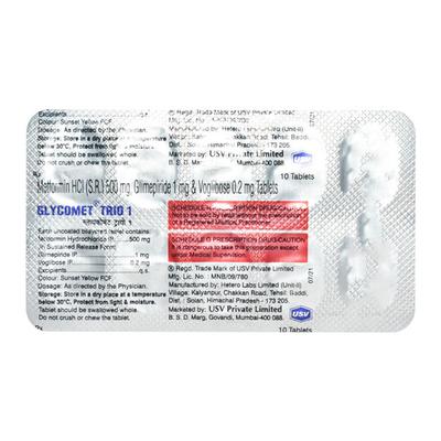 Glycomet Trio 1mg Tablet 10'S - Diabetes-Ant