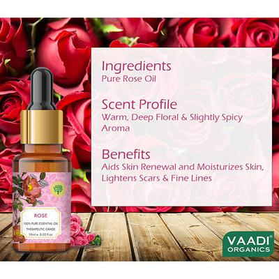 Rose Essential Oil - Improves Complexion, Evens Skin Tone - 100% Pure Therapeutic Grade 10 ml - Essential Oils