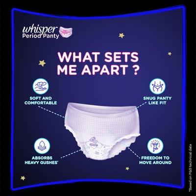 Whisper Super Absorbent Period Panty (L-XL)(100-140 cm) 18's - Panty Liners