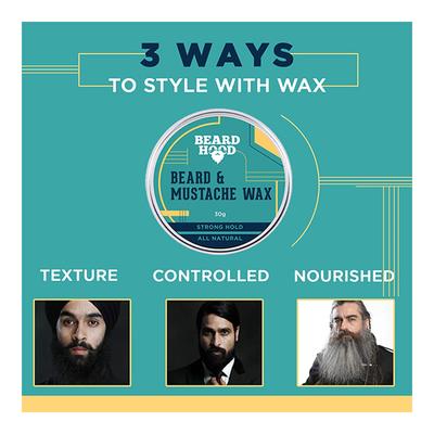 Beardhood Mustache & Beard Wax - Strong Hold All Natural 30 gm - Beard Wax