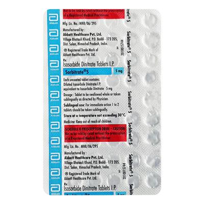 Sorbitrate 5mg Tablet 50'S - Angina